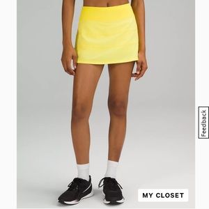 Lululemon pace rival skirt reg 12” sonic yellow